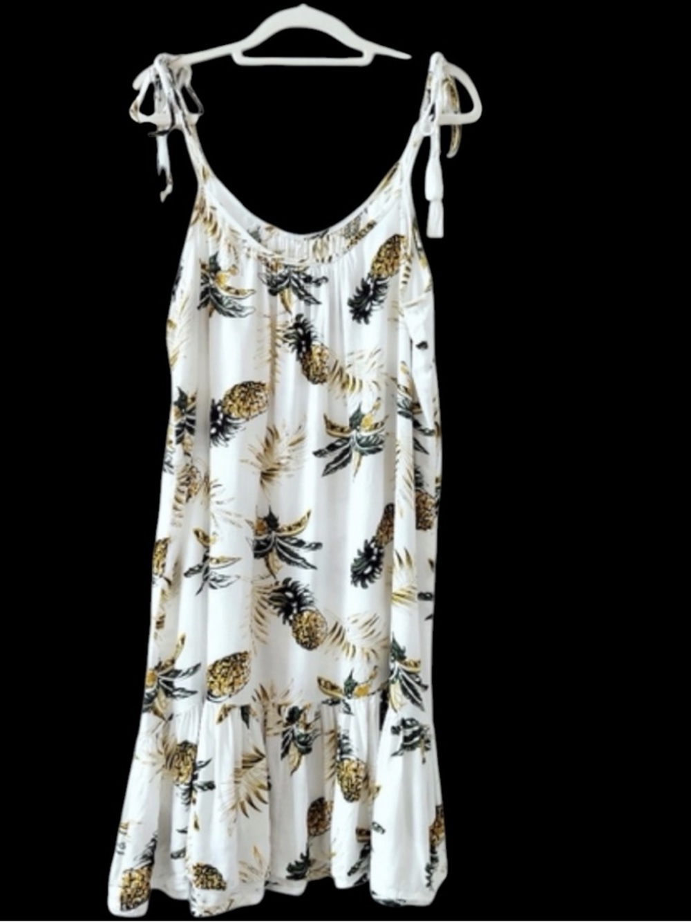 blue island White Pineapple-Print Maxi‎ Dress